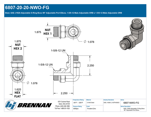 6807-20-20-NWO-FG | Adjustable Elbow | Brennan