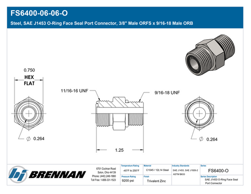 FS6400-06-06-O | Male Connector | Brennan