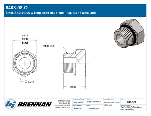 6408-08-O | Plug | Brennan