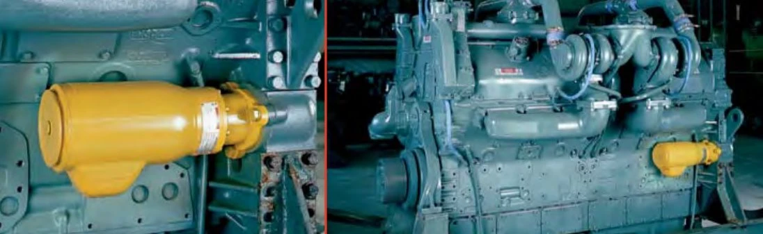 Ingersoll Rand ST650BP03R31 turbine air starter mounted on a Detroit Diesel 12V-149 engine