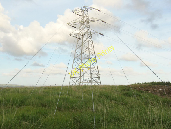 Photo 6"x4" End of a high tension line Waun y Gilfach c2010