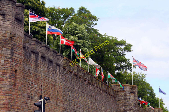 Photo 6"x4" Flags on Cardiff Castle Cardiff\/Caerdydd c2010