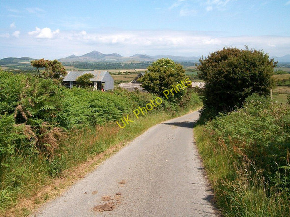 Photo 6"x4" View downhill towards Llanfihangal Farm Garnfadryn c2010