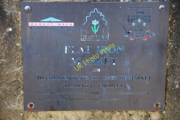 Photo 6"x4" Chorley: Plaque on the Flat Iron Stone Chorley\/SD5817 c2010