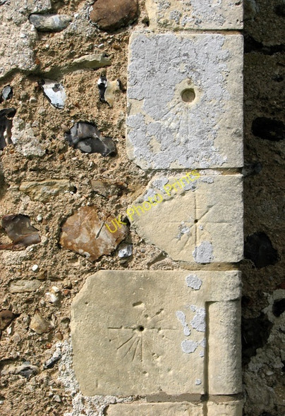 Photo 6"x4" St Margaret's church in Hales - mass dials Hales\/TM3897 c2010