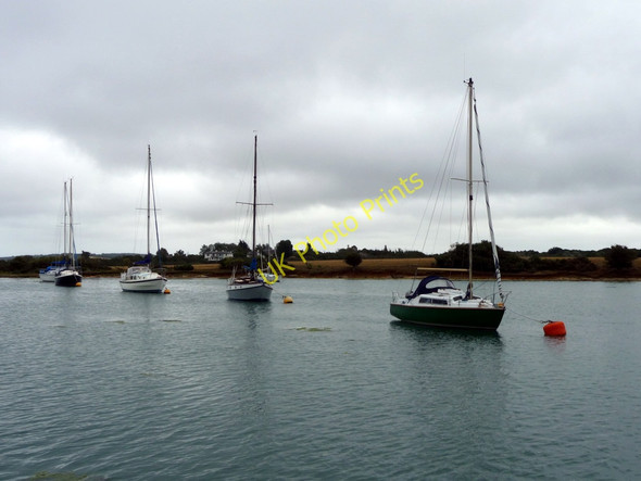 Photo 6"x4" Yachts moored at Shalfleet Lake, Isle of Wight Newtown\/SZ4290 c2010