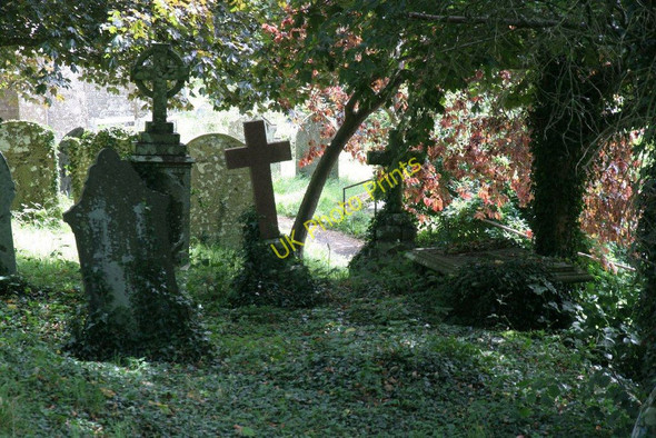 Photo 6"x4" Headstones in shadow New Radnor c2010