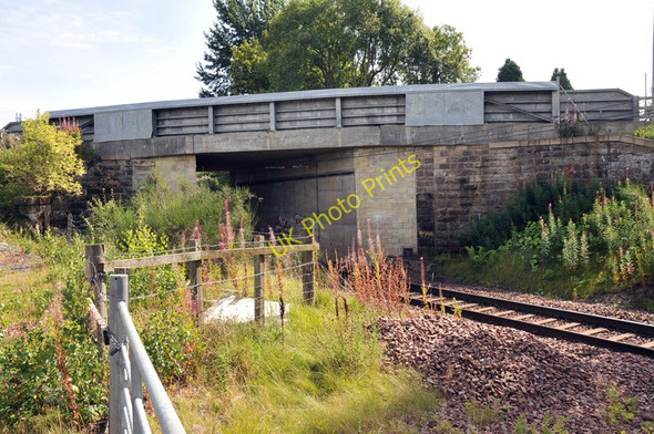 Photo 6"x4" Railway and bridge carrying the A72 over it Allanton\/NS7454 c2010