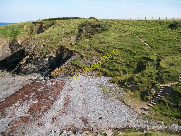 Photo 6"x4" View eastwards across the head of the Porth Bryn Gwydd cove Edern c2010