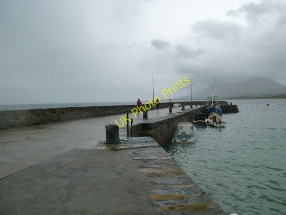 Photo 6"x4" Old Head Quay in stormy weather, with two 'Quay Jumpers' Kilsallagh c2010