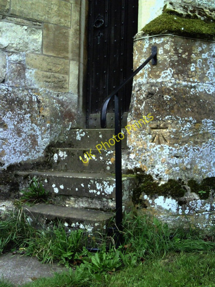 Photo 6"x4" Benchmark on tower buttress of St Mary's Church Thame c2010