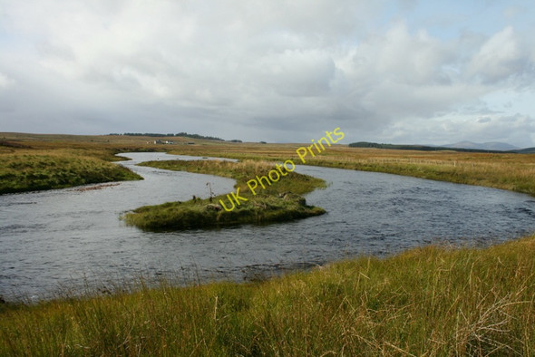 Photo 6"x4" An islet on the mature river Tirry Achfrish c2010