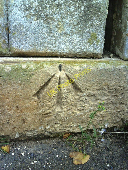 Photo 6"x4" Benchmark on Lechlade Road entrance gatepost to Faringdon House Faringdon c2010