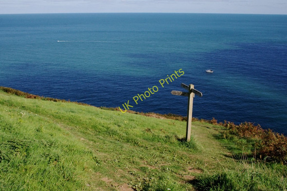 Photo 6"x4" Signpost on Scabbacombe Head Kingston\/SX9051 c2010