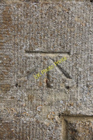 Photo 6"x4" Bench mark on Old Shifford Church Brighthampton c2010
