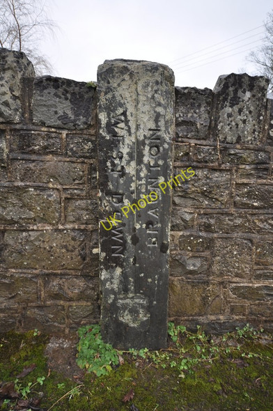 Photo 6"x4" A boundary stone on the bridge over the river Caen at Little Comfort Farm Fullabrook\/SS5241 c2010