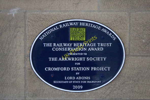 Photo 6"x4" Railway Heritage Trust plaque at Cromford Station Matlock c2010