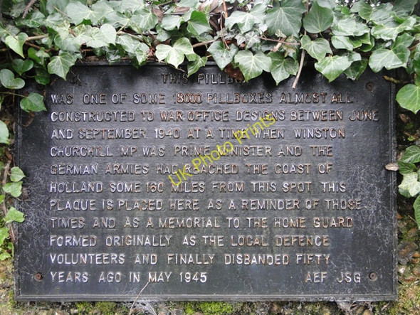 Photo 6"x4" Memorial plaque to pillboxes everywhere at Diss Diss c2010