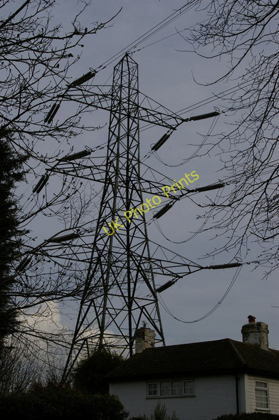 Photo 6"x4" Pylon line passing over house, near Downe Downe\/TQ4361 c2008