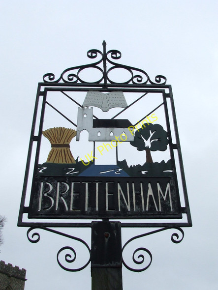 Photo 6"x4" Village Sign Brettenham\/TL9653 c2011