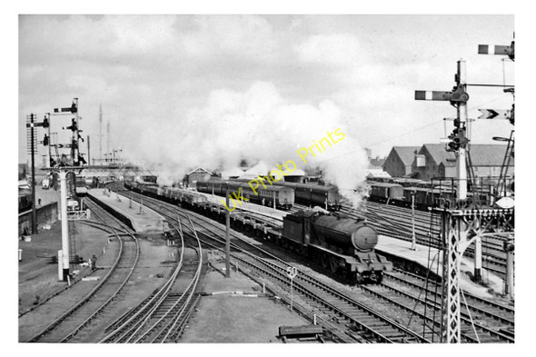 Photo 6"x4" Selby Station, with Up freight train Selby c1957