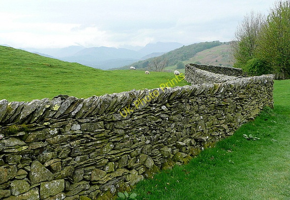 Photo 6"x4" Wall on the High Skelghyll bridleway Ambleside c2011