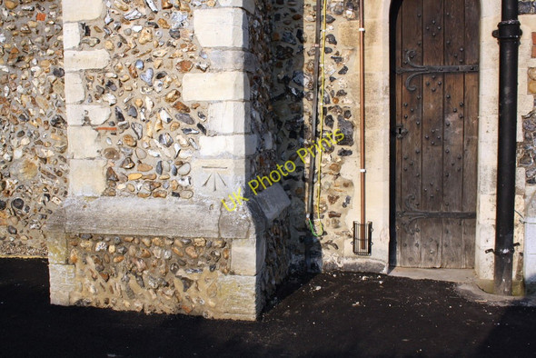 Photo 6"x4" Benchmark on tower buttress of St Michael's Church Braintree c2011