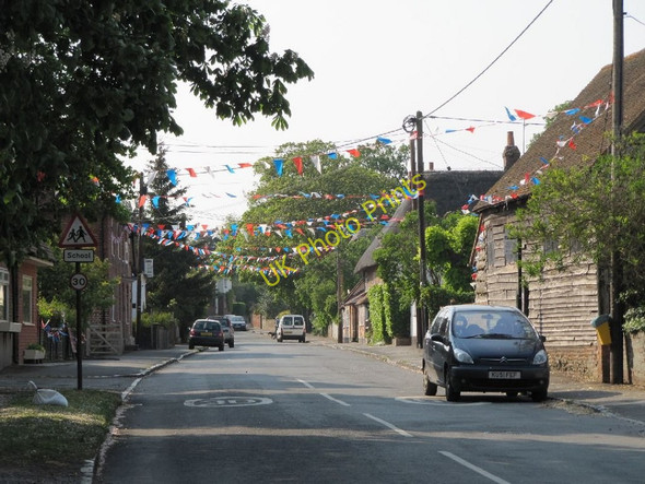 Photo 6"x4" Flags on the High Street South Moreton c2011