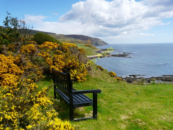 Photo 6"x4" Cliff-top seat at Navidale House Hotel East Helmsdale c2011