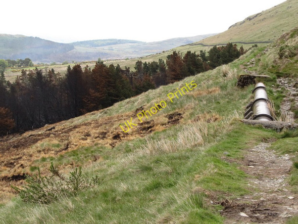 Photo 6"x4" Pipe bridge across a gulley on the Ulster Way north of Fofanny Reservoir Kilcoo c2011