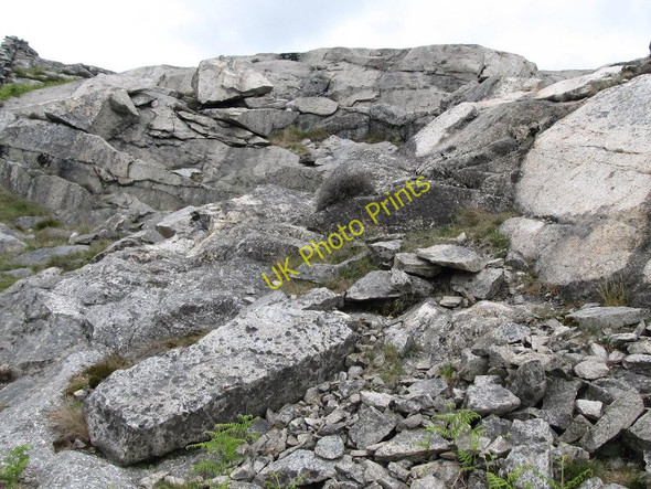 Photo 6"x4" Small disused granite quarry on Round Seefin Annalong c2011