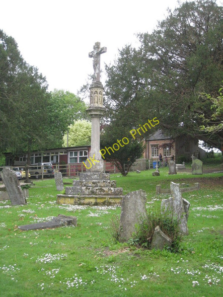 Photo 6"x4" Churchyard Cross and School, East Brent East Brent c2011