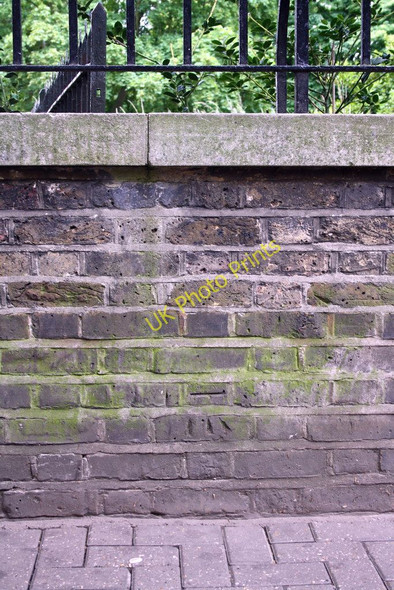 Photo 6"x4" Benchmark on the wall of Kensington Gardens near Black Lion entrance Kensington\/TQ2579 c2011