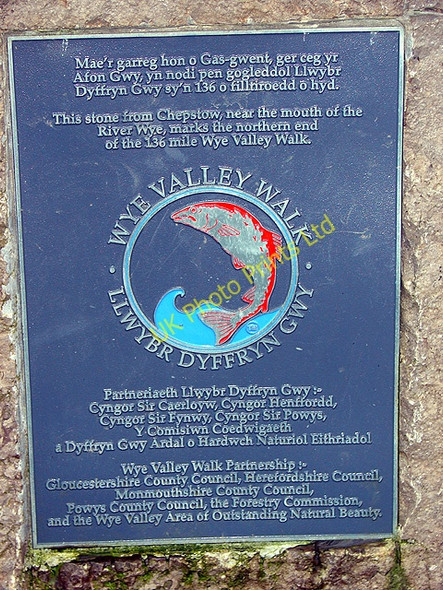 Photo 6"x4" Plaque on the Wye Valley Walk Stone, Hafren Forest Tynyrwtra\/SN8885 c2006