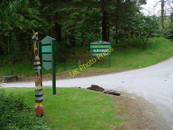 Photo 6"x4" Millennium Milepost at the entrance to the Rhyd-y-Benwch car park Tynyrwtra\/SN8885 c2011