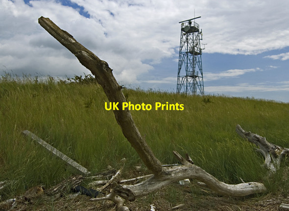 Photo 6"x4" Driftwood and radar tower, Stone Creek, East Yorks Sunk Island c2011