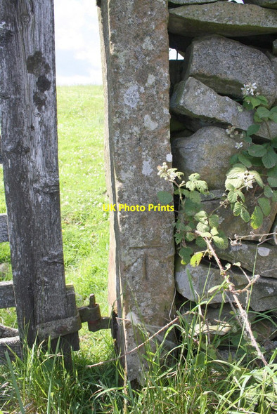 Photo 6"x4" Benchmark on gatepost Kirkby Lonsdale c2011