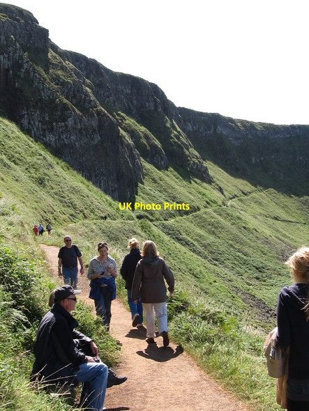 Photo 6"x4" Walkers on the path above Port Noffer Dunseverick c2011