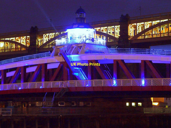 Photo 6"x4" Swing Bridge illumination, Newcastle Gateshead Bridges Festival Newcastle upon Tyne c2011