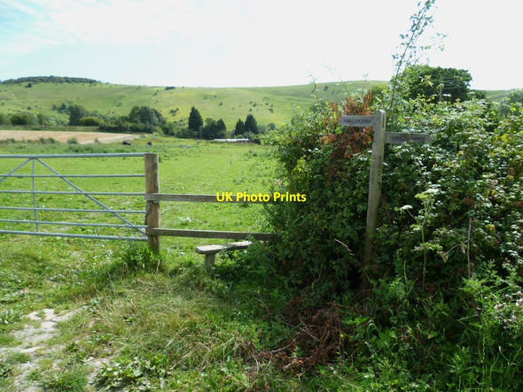 Photo 6"x4" Signpost and stile on the way to Fulking Fulking c2011