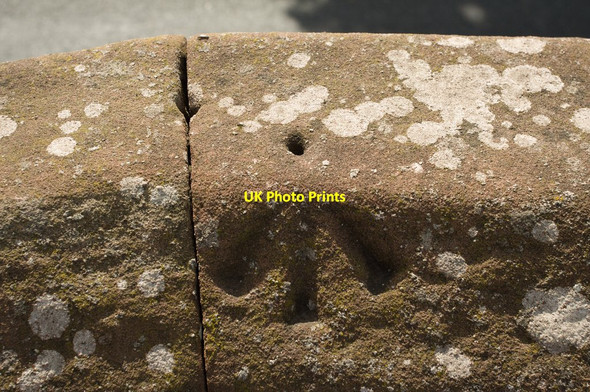 Photo 6"x4" Rivet Bench Mark, City Wall, Grosvenor Road Chester c2011