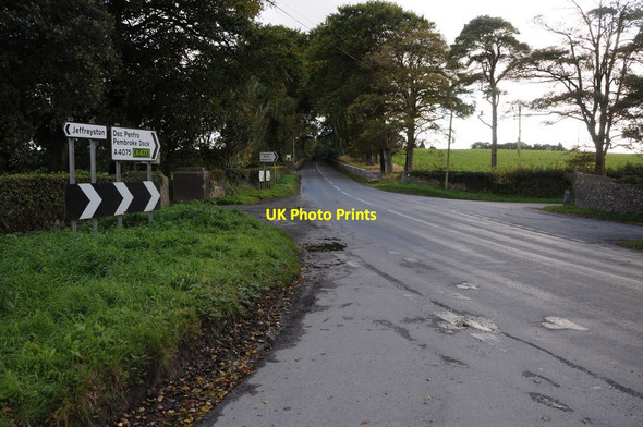 Photo 6"x4" Road junction at Cresselly Cresselly c2011