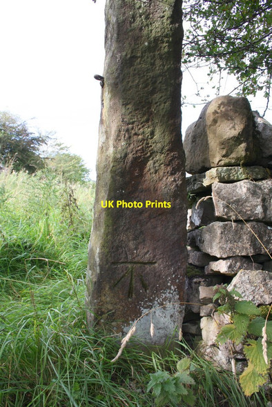 Photo 6"x4" Benchmark on gatepost on Witton Steeps at High Lane junction West Witton c2011