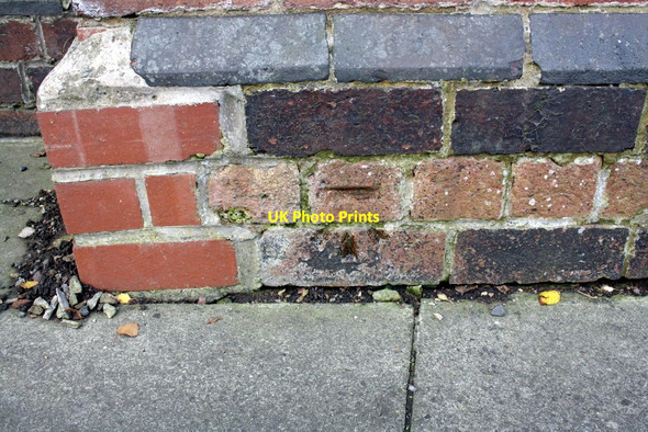 Photo 6"x4" Benchmark on wall near Station Road bus stop Staveley\/SK4374 c2011