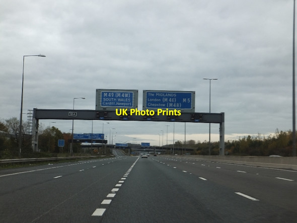 Photo 6"x4" Gantry at junction 18A (M5 and M49 northbound) Lawrence Weston c2011