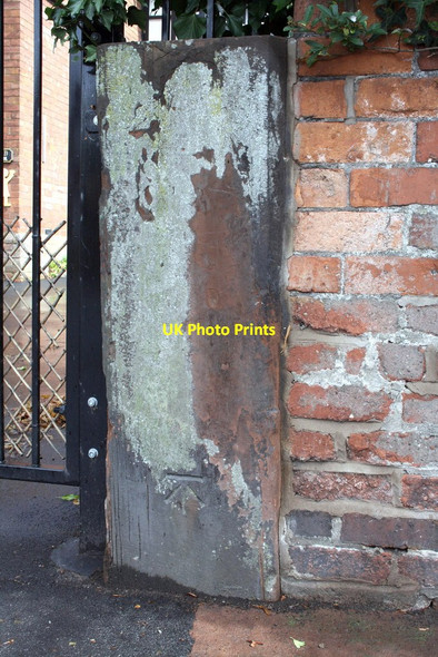 Photo 6"x4" Benchmark on Parkfield Nursery School gatepost, Dalston Road Carlisle c2011