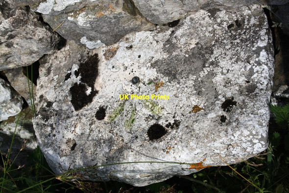 Photo 6"x4" Benchmark on Crag Side Road wall stone Countersett c2011