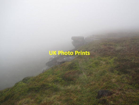 Photo 6"x4" Misty crags near Jenny Storie's Stone Peel Fell c2011