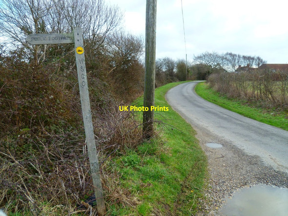 Photo 6"x4" Rookery Lane seen from footpath junction Sidlesham c2012