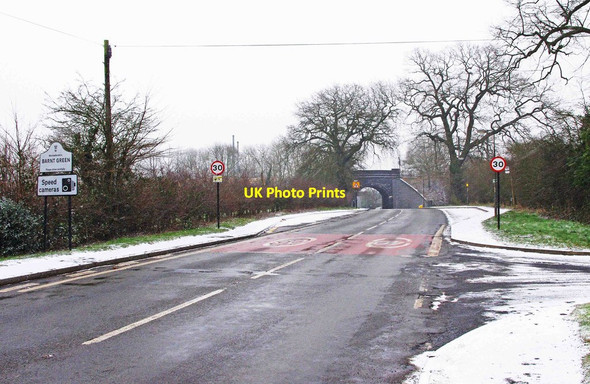 Photo 6"x4" Kendal End Road (B4120) looking towards the railway bridge, Barnt Green Kendal End c2012